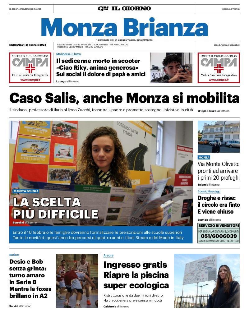 Edizione Monza Brianza di giovedi 18 january Prime Il Giorno